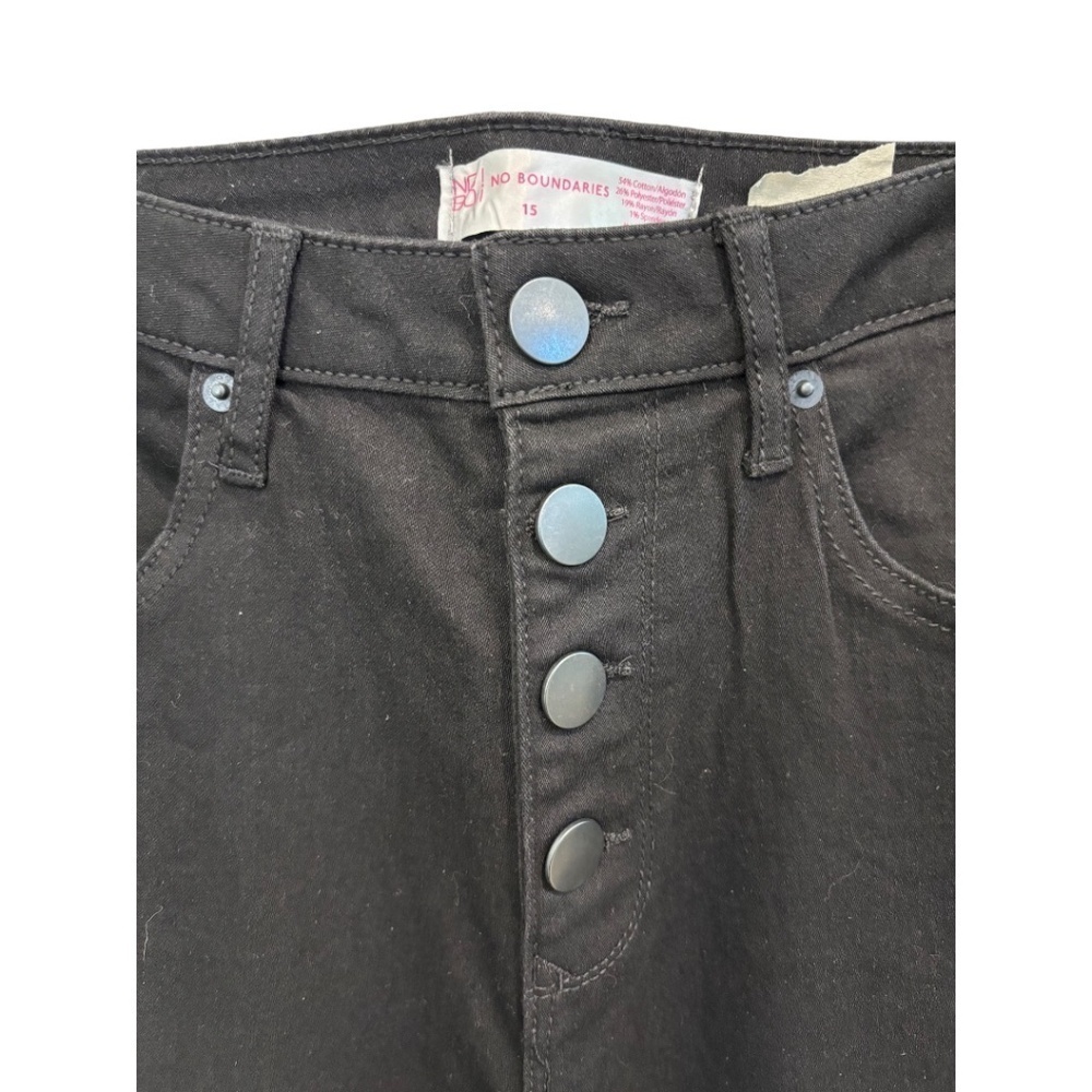 No Boundaries Black Hi Rise Skinny Button Fly Stretch Denim Jeans Jrs. 15 NWT - Picture 2 of 5